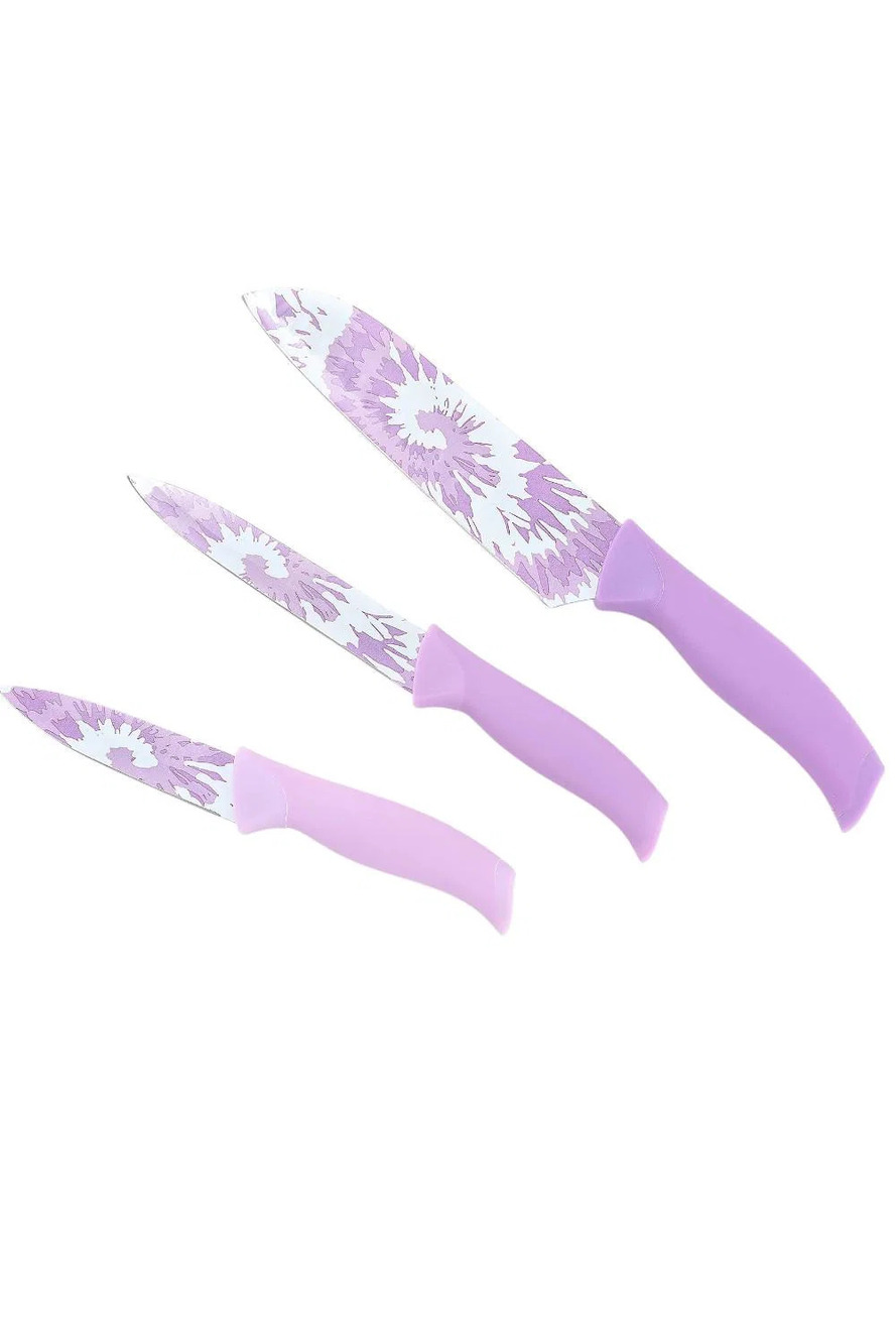 Prepology 3-Piece Printed Knife Set w/ Blade Scraper